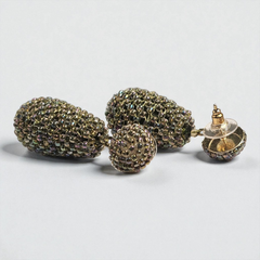 Beaded Drop Earring Grey Green