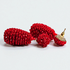 Beaded Drop Earring Red