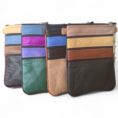 Artisan Leather 5 Zip Crossbody Bag