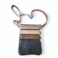 Artisan Leather 5 Zip Crossbody Bag