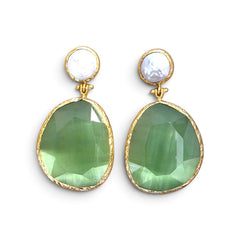 Earring Twin Glow - Light Green, Pearl