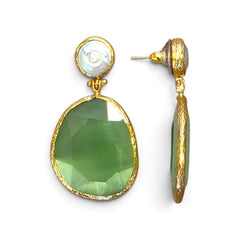 Earring Twin Glow - Light Green, Pearl