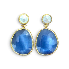 Earring Twin Glow - Light Blue, Pearl