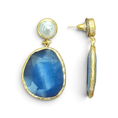 Earring Twin Glow - Light Blue, Pearl