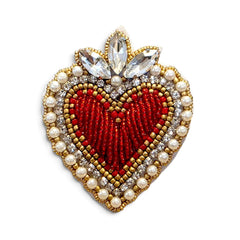 Brooch Red Pearl Heart