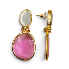 Earring Twin Glow  White & Pink