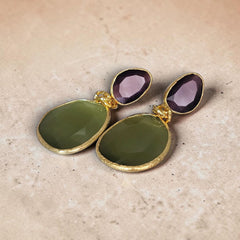 Earring Twin Glow  Purple-Grey & Olive