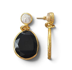 Earring: Twin Glow  Pearl & Black