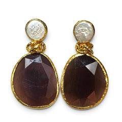 Earring Twin Glow Pearl & Brown