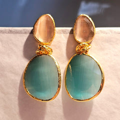 Earring: Twin Glow-Turquoise Nude