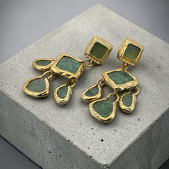 Earring: Raw Cascada Green