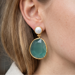 Earring Twin Glow- Turquoise, Pearl