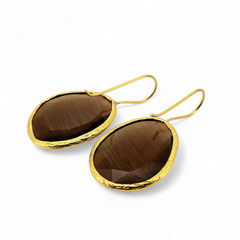 Glowdrop earring, Brown Large