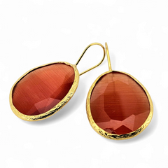 Glowdrop earring, orange-red Large