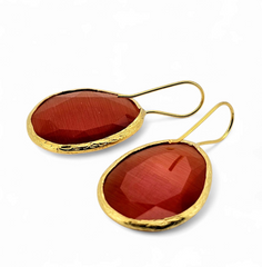 Glowdrop earring, orange-red Large