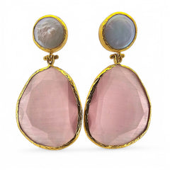 Earring Twin Glow Pearl & Pink