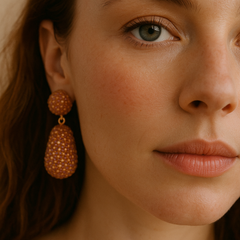 Beaded Drop Earring Bronze